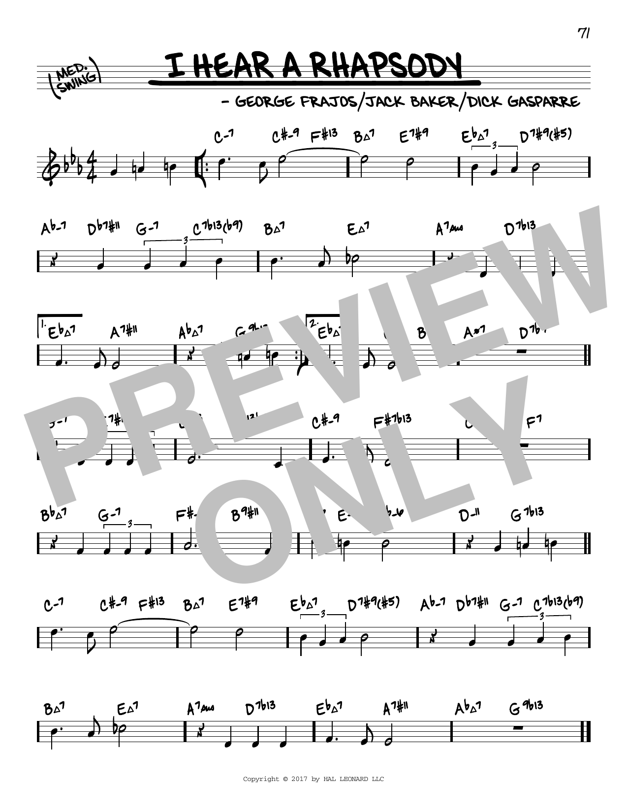 George Frajos I Hear A Rhapsody (arr. David Hazeltine) sheet music notes and chords arranged for Real Book – Enhanced Chords