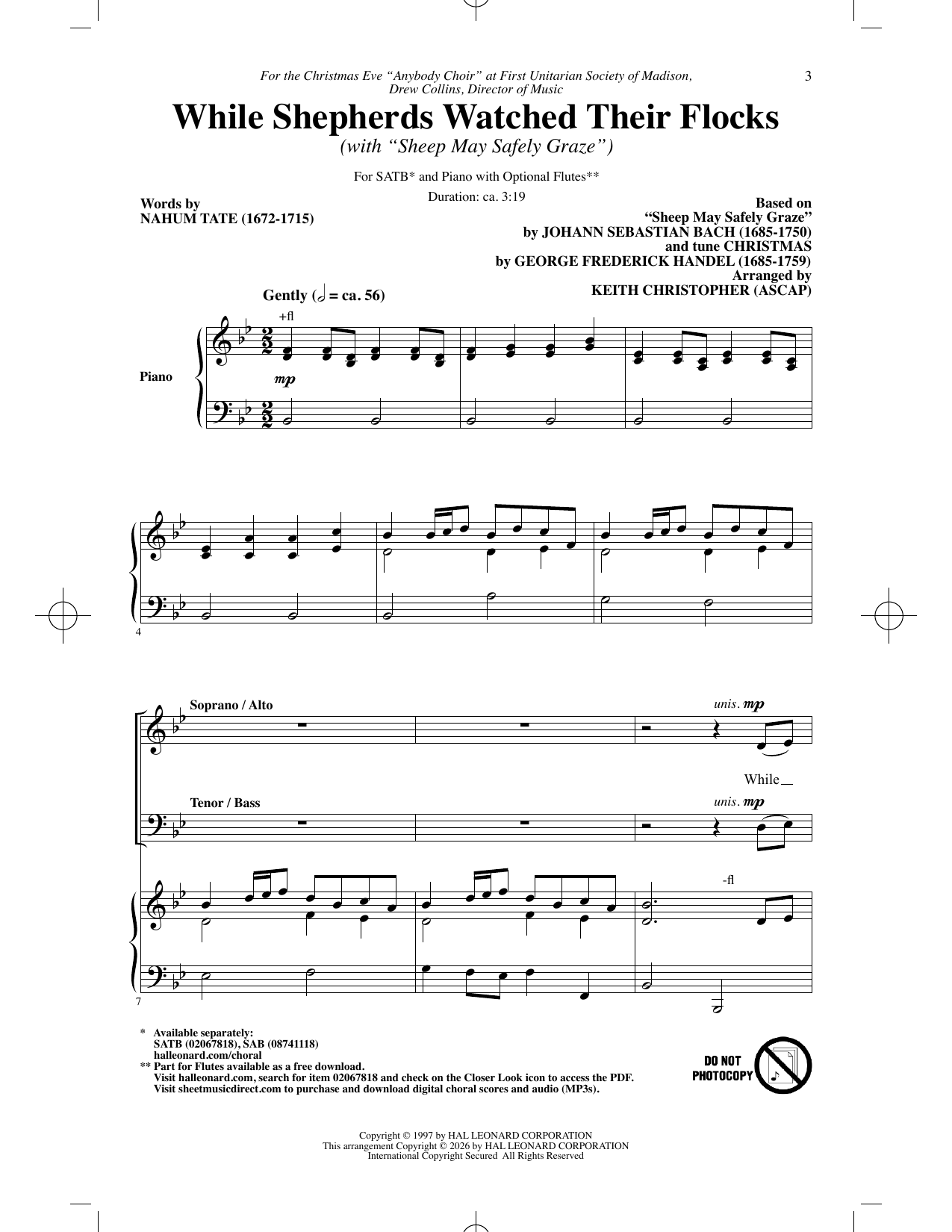 George Frederick Handel While Shepherds Watched Their Flocks (with 