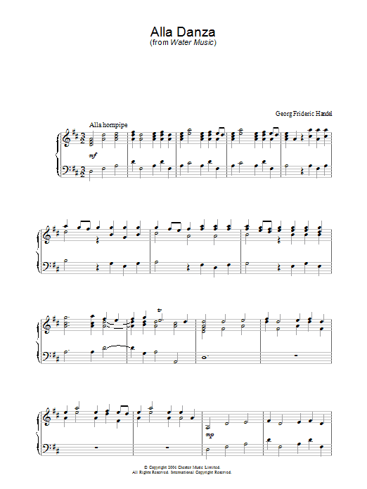 George Frideric Handel Alla Danza sheet music notes and chords arranged for Piano Solo