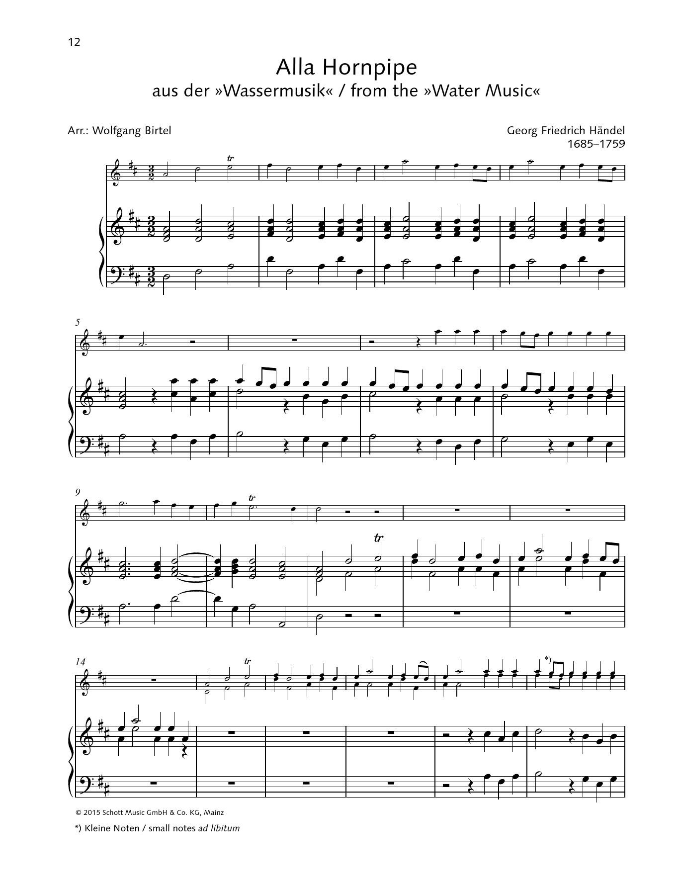 George Frideric Handel Alla Hornpipe sheet music notes and chords arranged for String Solo
