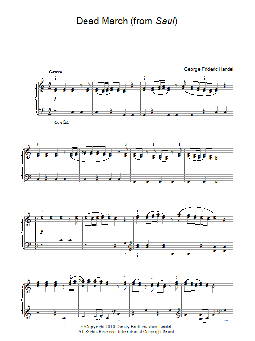 George Frideric Handel Dead March (from Saul) sheet music notes and chords arranged for Easy Piano