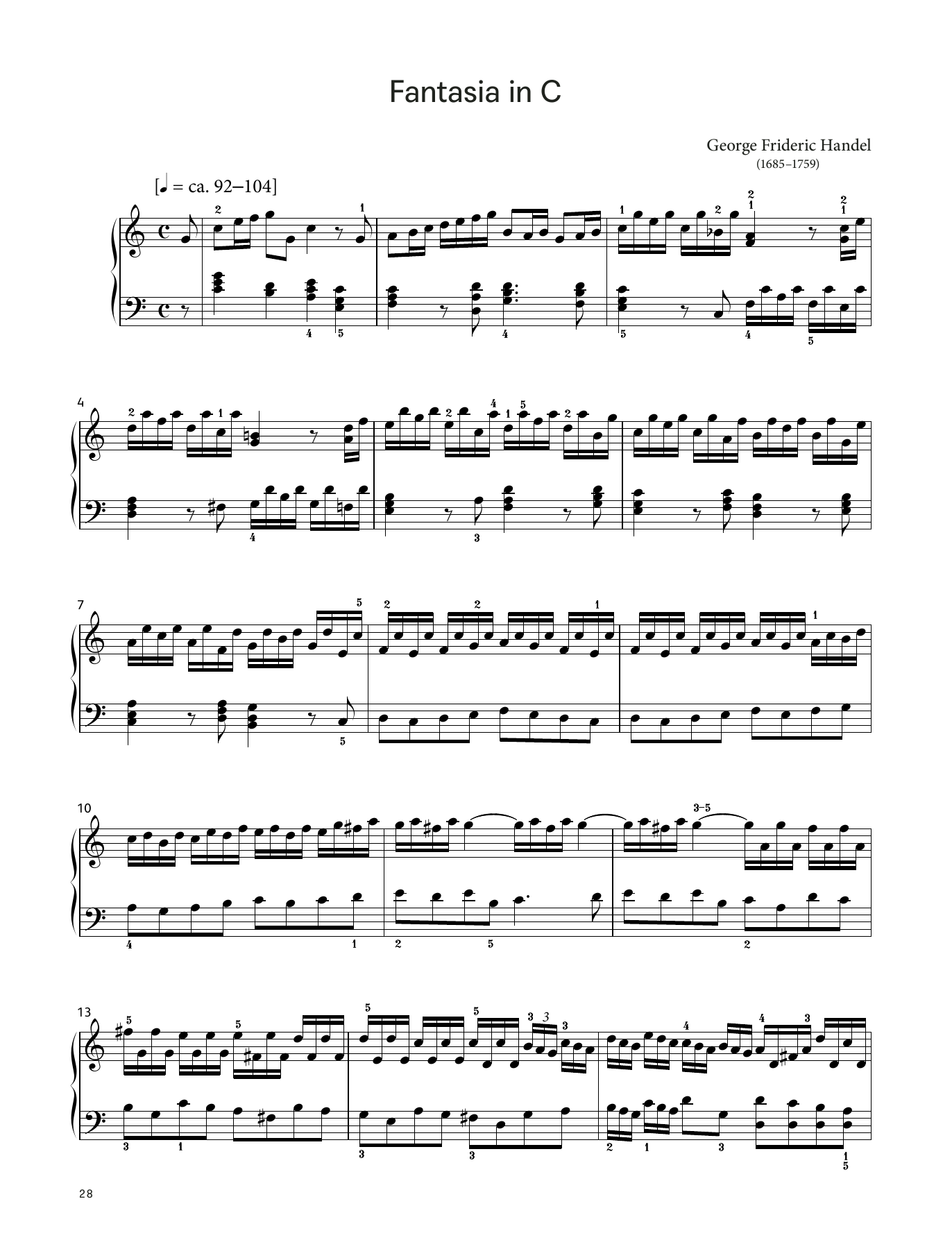 George Frideric Handel Fantasia in C, HWV 490 (LCME Piano 2018 Grade 7 List A) sheet music notes and chords arranged for Piano Solo