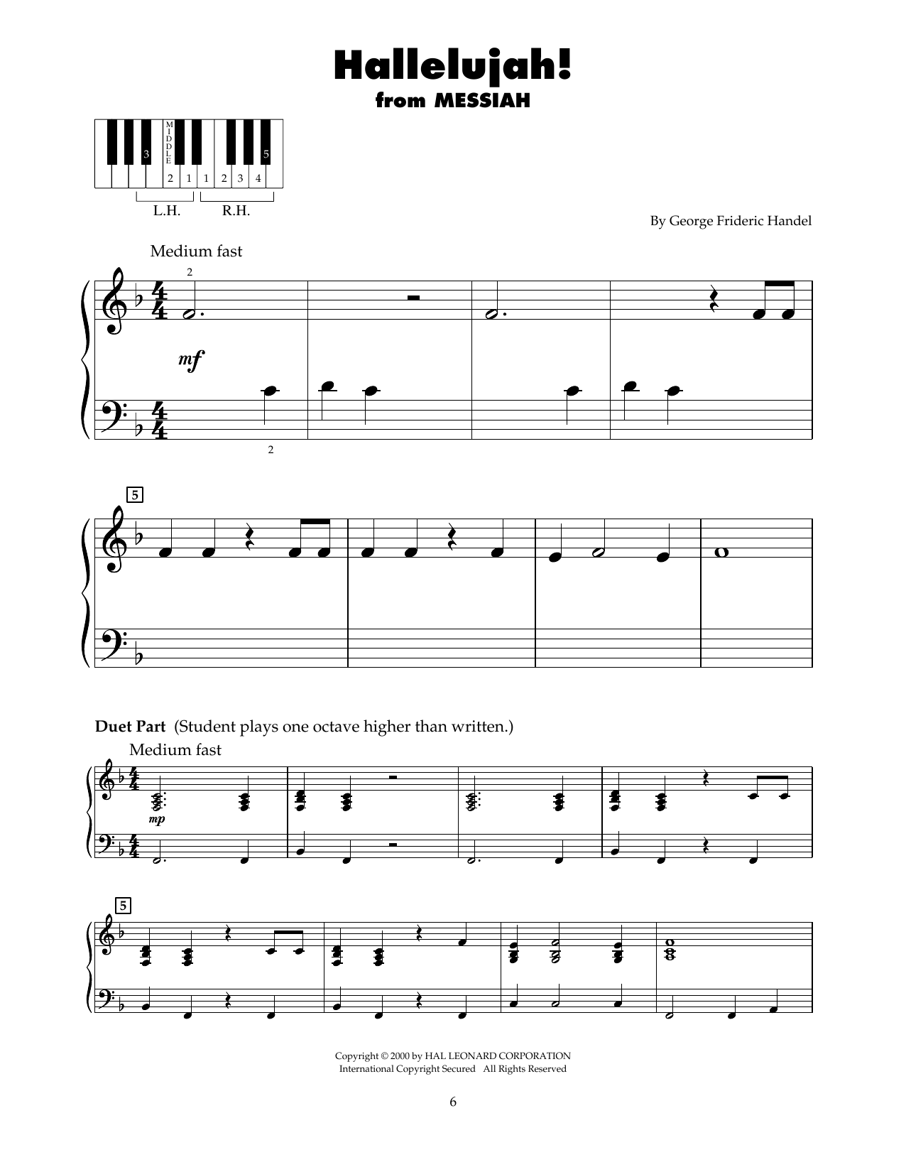 George Frideric Handel Hallelujah Chorus (arr. Carol Klose) sheet music notes and chords arranged for 5-Finger Piano
