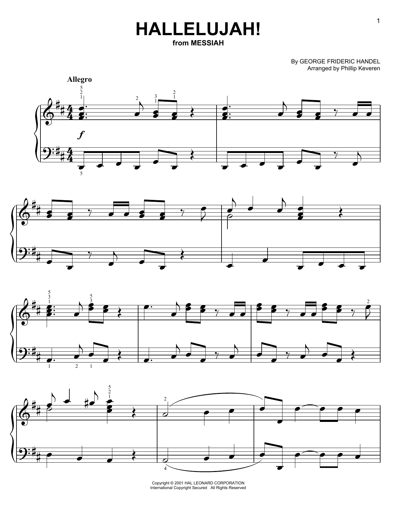 George Frideric Handel Hallelujah Chorus (arr. Phillip Keveren) sheet music notes and chords arranged for Big Note Piano