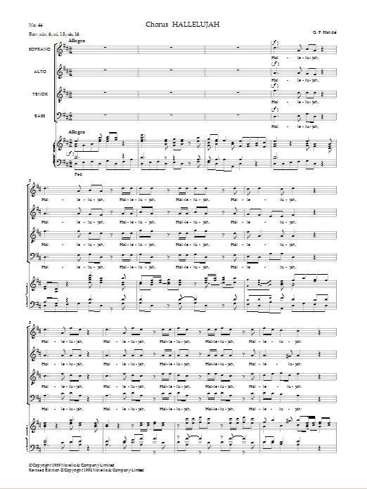 George Frideric Handel Hallelujah sheet music notes and chords arranged for SATB Choir