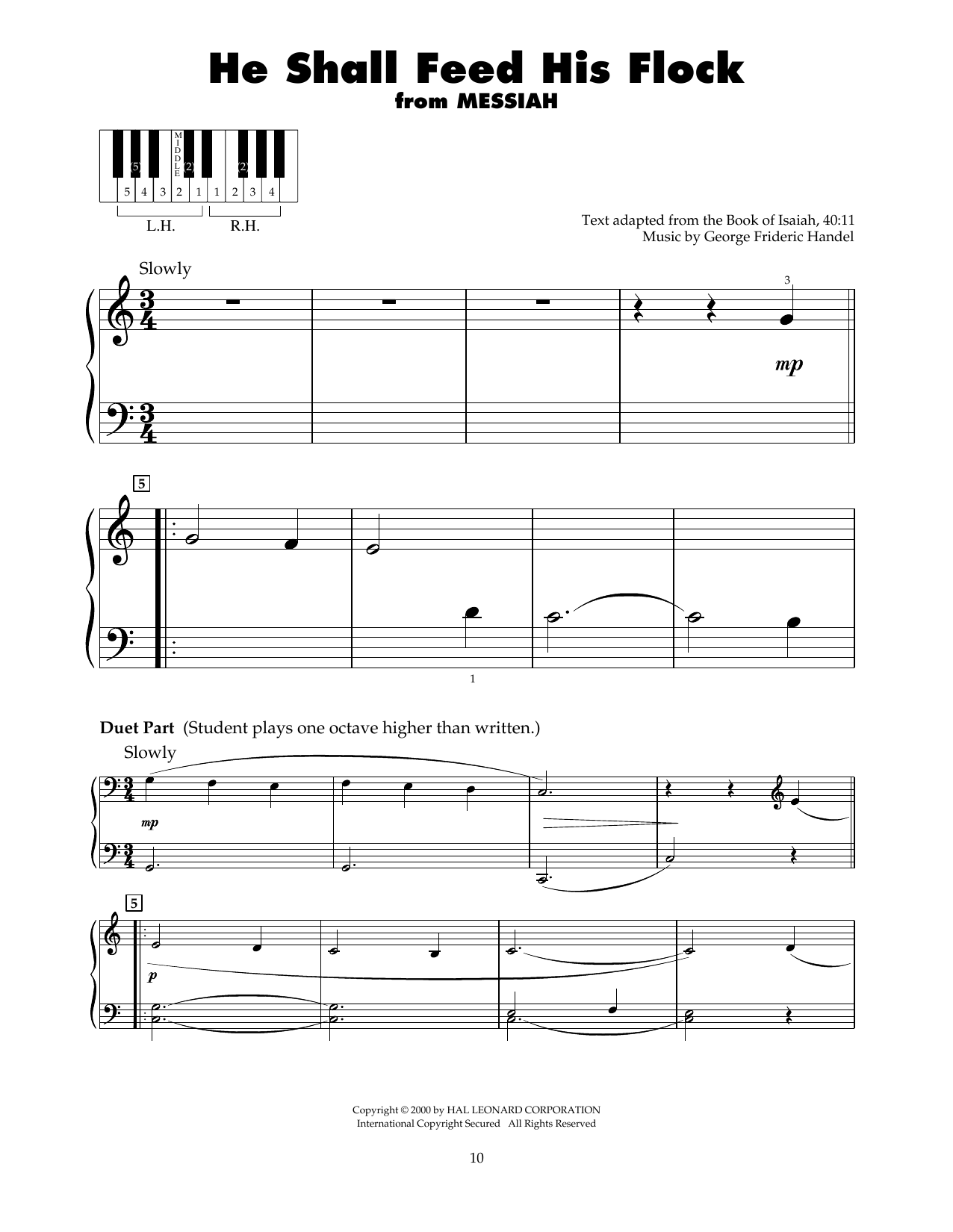 George Frideric Handel He Shall Feed His Flock (arr. Carol Klose) sheet music notes and chords arranged for 5-Finger Piano