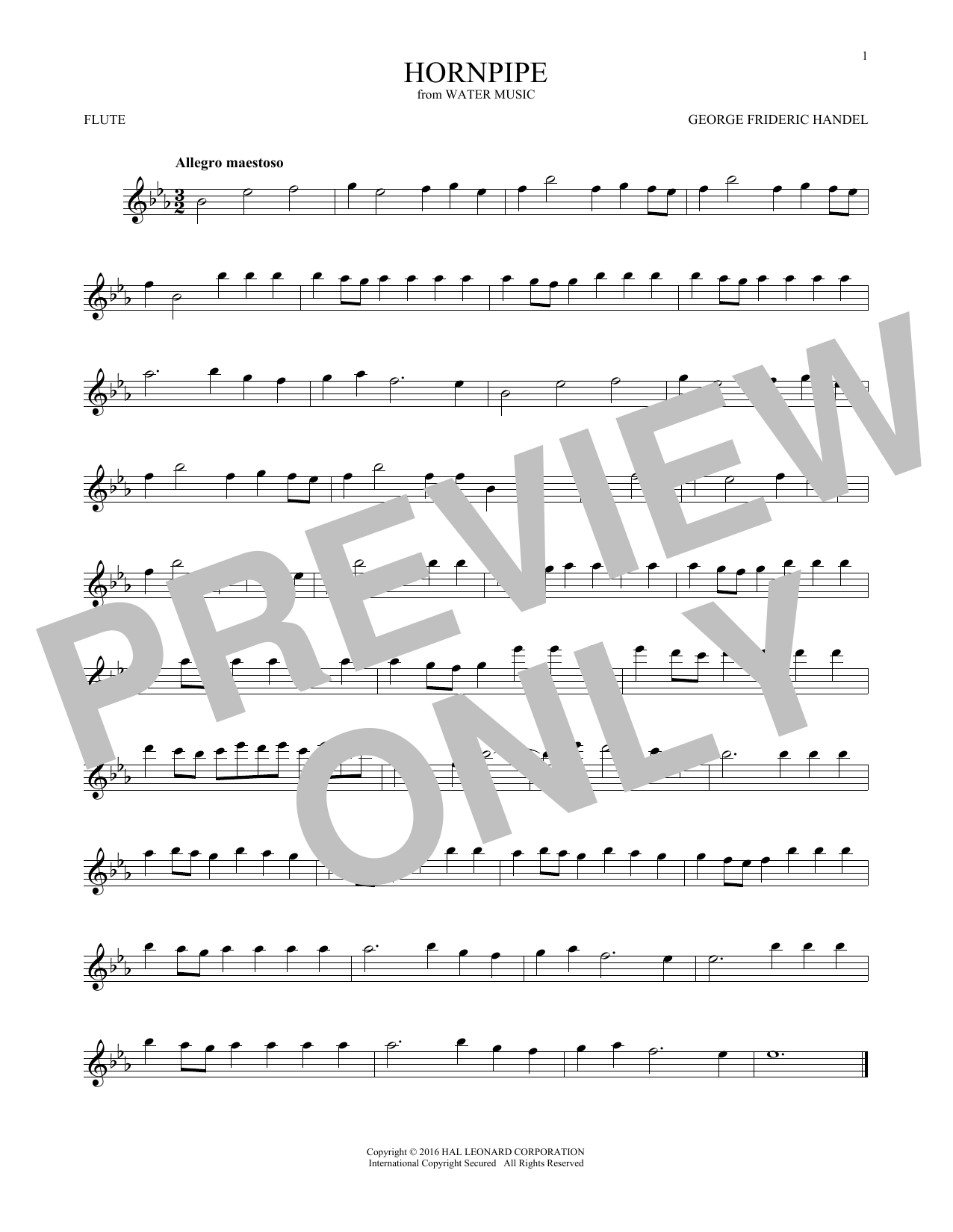 George Frideric Handel Hornpipe sheet music notes and chords arranged for Trumpet Duet