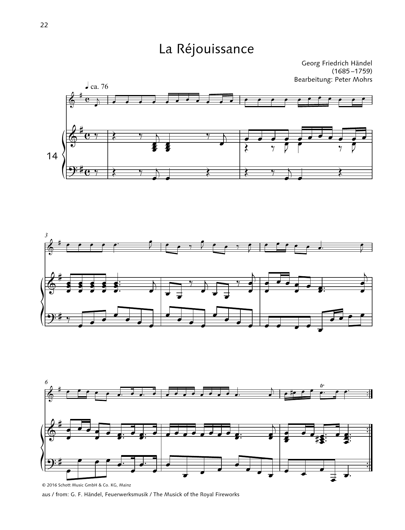 George Frideric Handel La Rejouissance sheet music notes and chords arranged for Woodwind Solo