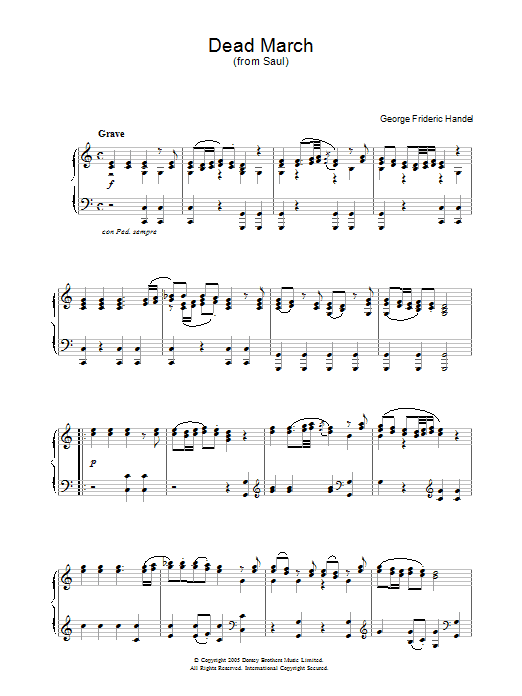 George Frideric Handel The Dead March (from 'Saul') sheet music notes and chords arranged for Piano Solo
