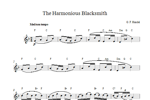 George Frideric Handel The Harmonious Blacksmith sheet music notes and chords arranged for Clarinet Solo