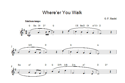 George Frideric Handel Where'er You Walk sheet music notes and chords arranged for Lead Sheet / Fake Book