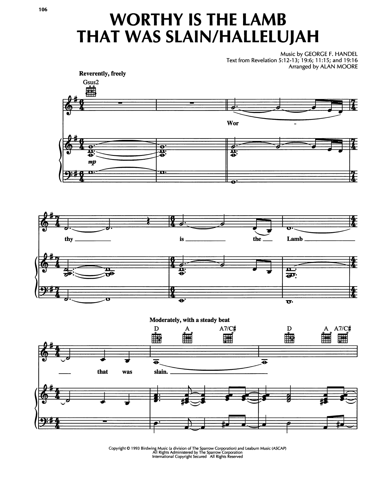 George Frideric Handel Worthy Is The Lamb That Was Slain/Hallelujah sheet music notes and chords arranged for Piano, Vocal & Guitar Chords (Right-Hand Melody)