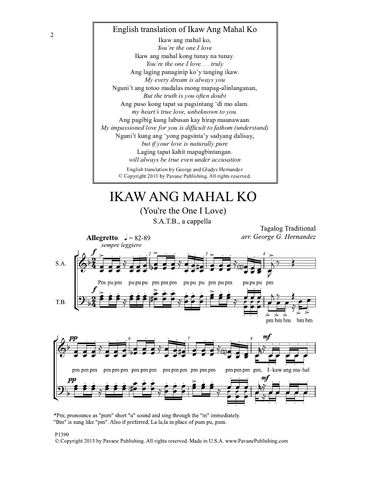 George G. Hernandez Ikaw Ang Mahal Ko sheet music notes and chords arranged for SATB Choir