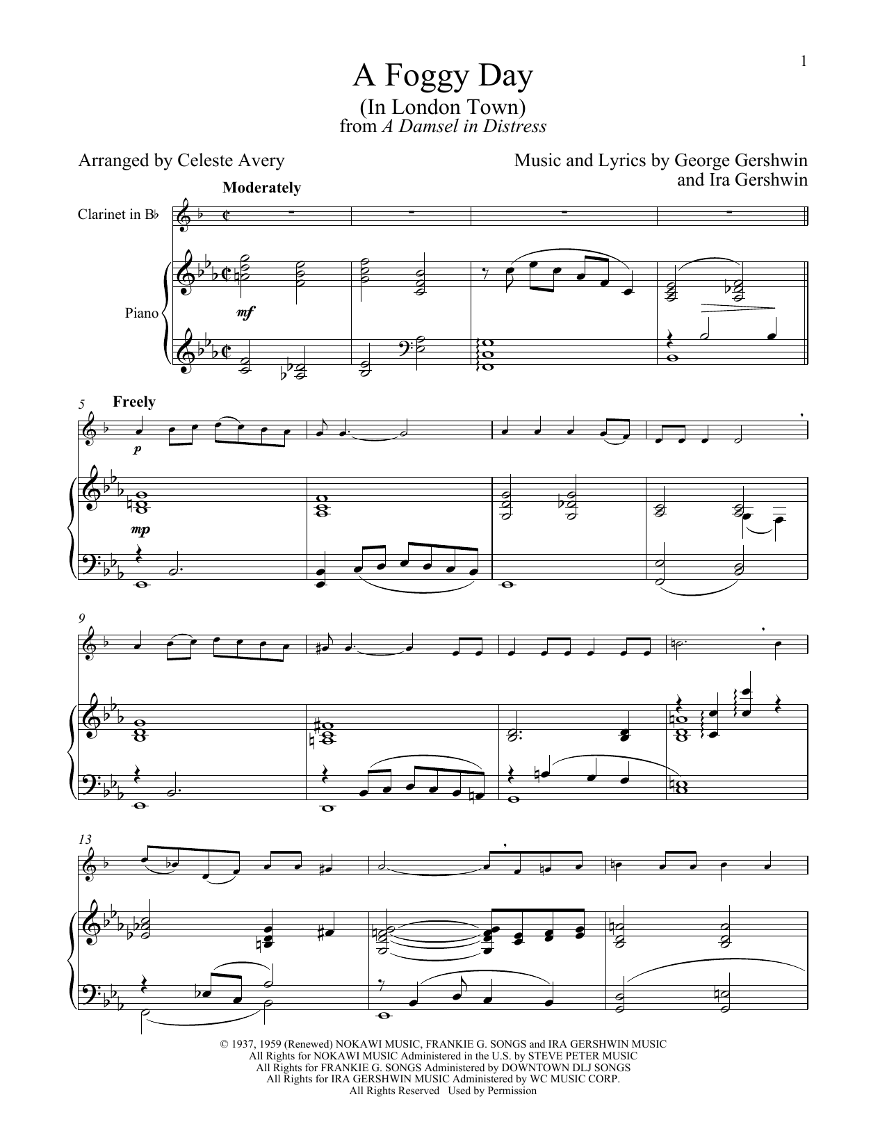 George Gershwin & Ira Gershwin A Foggy Day (In London Town) (from A Damsel In Distress) sheet music notes and chords arranged for Flute and Piano