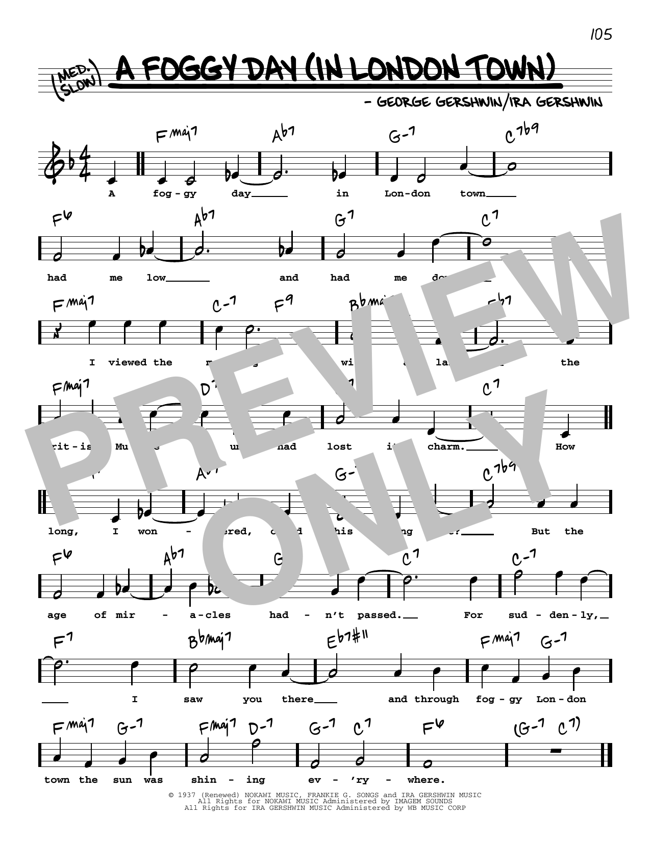 George Gershwin & Ira Gershwin A Foggy Day (In London Town) (High Voice) (from A Damsel In Distress) sheet music notes and chords arranged for Real Book – Melody, Lyrics & Chords
