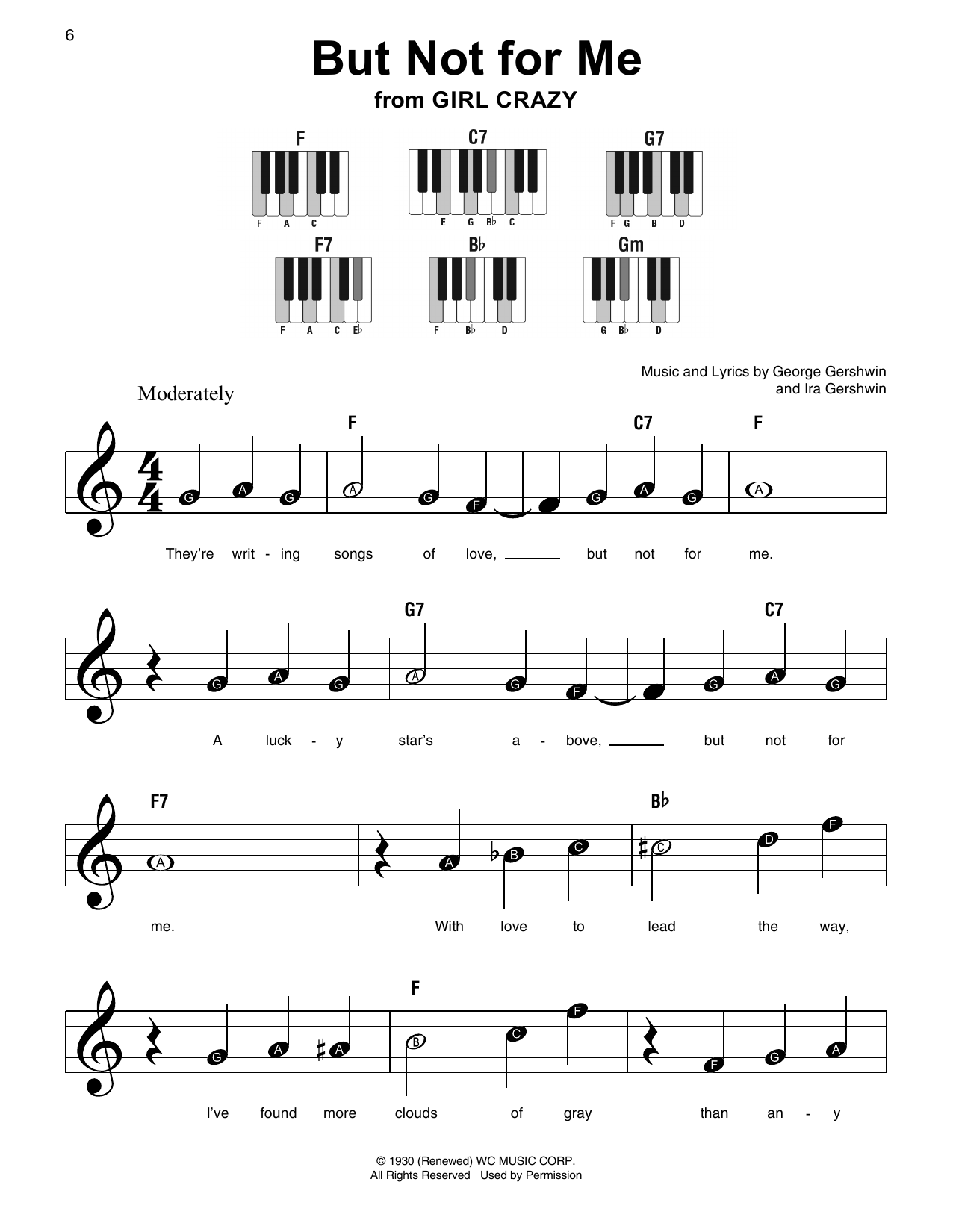 George Gershwin & Ira Gershwin But Not For Me sheet music notes and chords arranged for Super Easy Piano