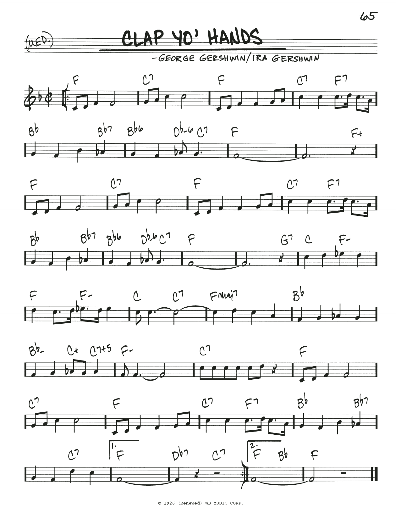 George Gershwin & Ira Gershwin Clap Yo' Hands sheet music notes and chords arranged for Real Book – Melody & Chords