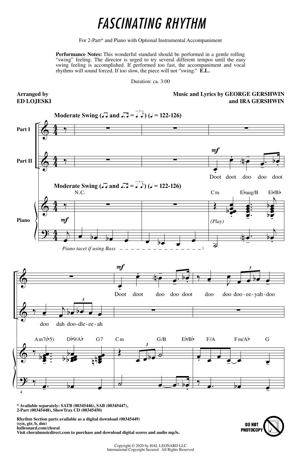 George Gershwin & Ira Gershwin Fascinating Rhythm (from Lady Be Good) (arr. Ed Lojeski) sheet music notes and chords arranged for 2-Part Choir