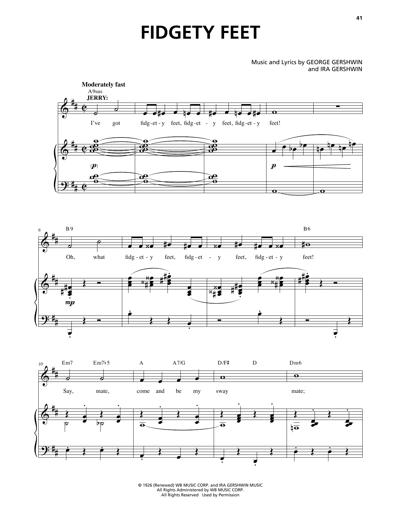George Gershwin & Ira Gershwin Fidgety Feet (from An American In Paris) sheet music notes and chords arranged for Piano & Vocal