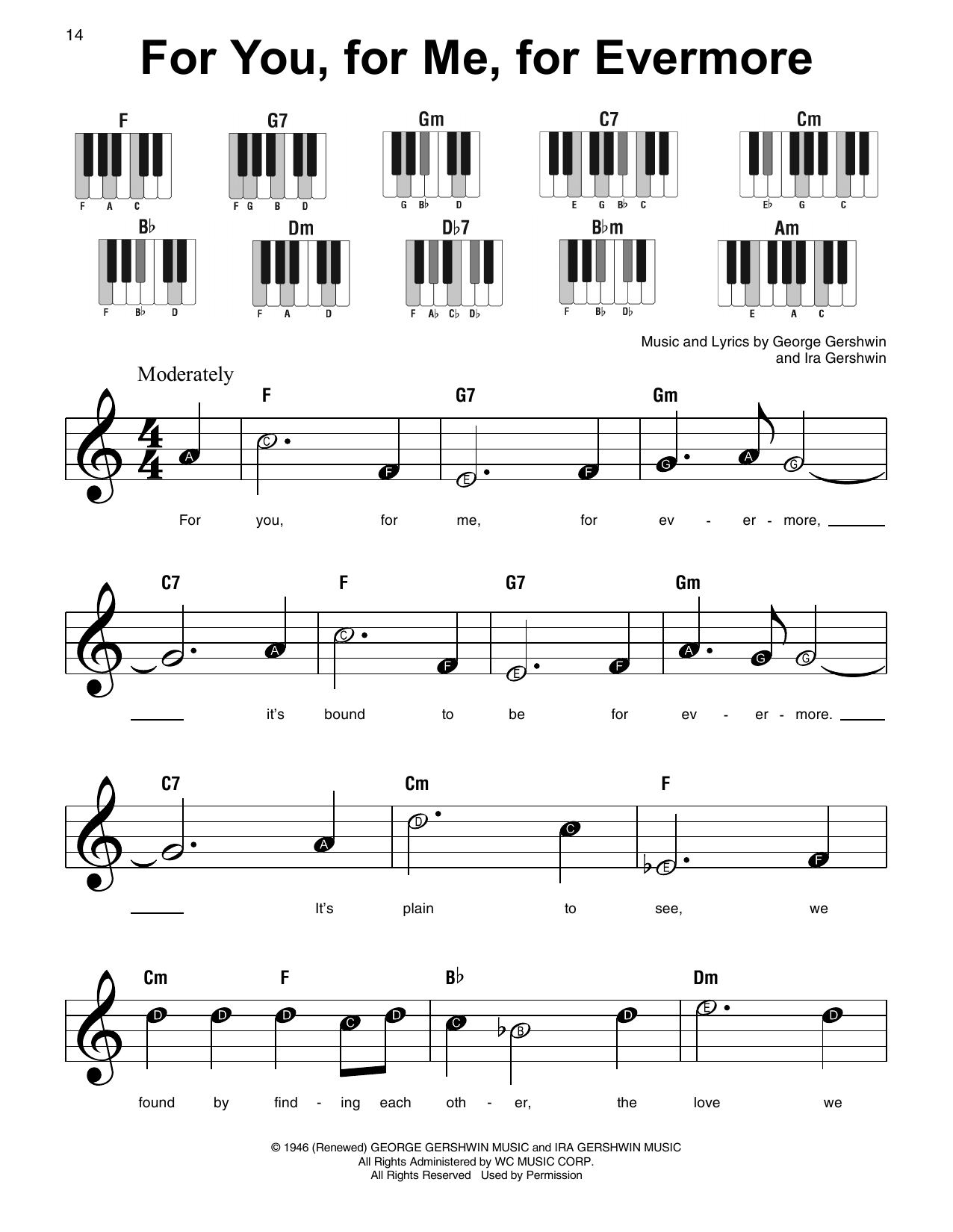 George Gershwin & Ira Gershwin For You, For Me For Evermore sheet music notes and chords arranged for Super Easy Piano