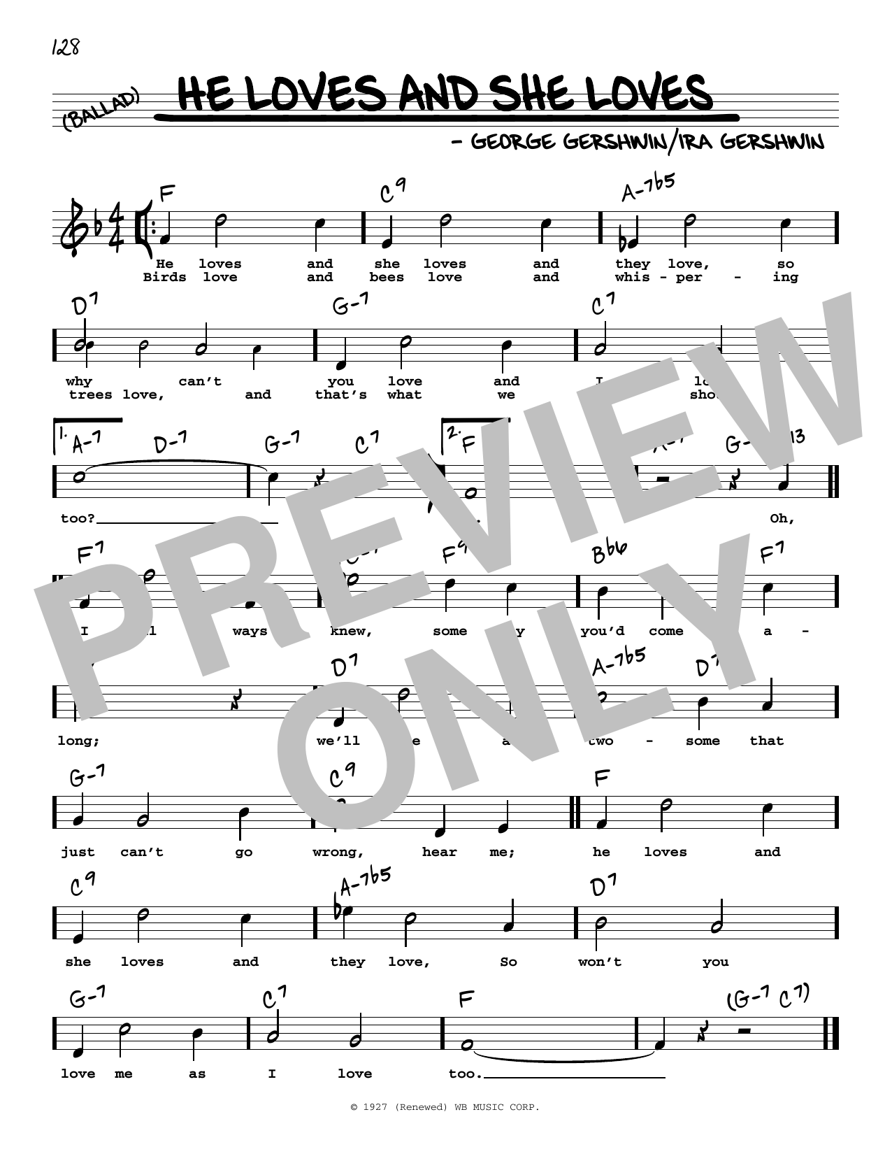 George Gershwin & Ira Gershwin He Loves And She Loves (High Voice) (from Funny Face) sheet music notes and chords arranged for Real Book – Melody, Lyrics & Chords