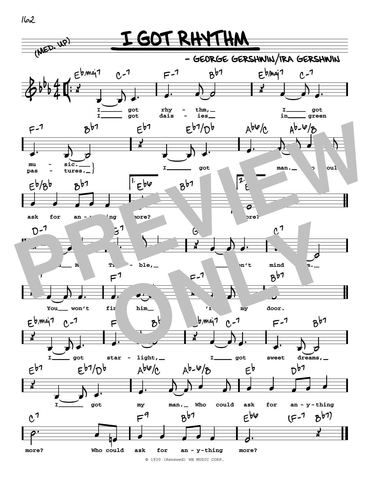 George Gershwin & Ira Gershwin I Got Rhythm (Low Voice) sheet music notes and chords arranged for Real Book – Melody, Lyrics & Chords