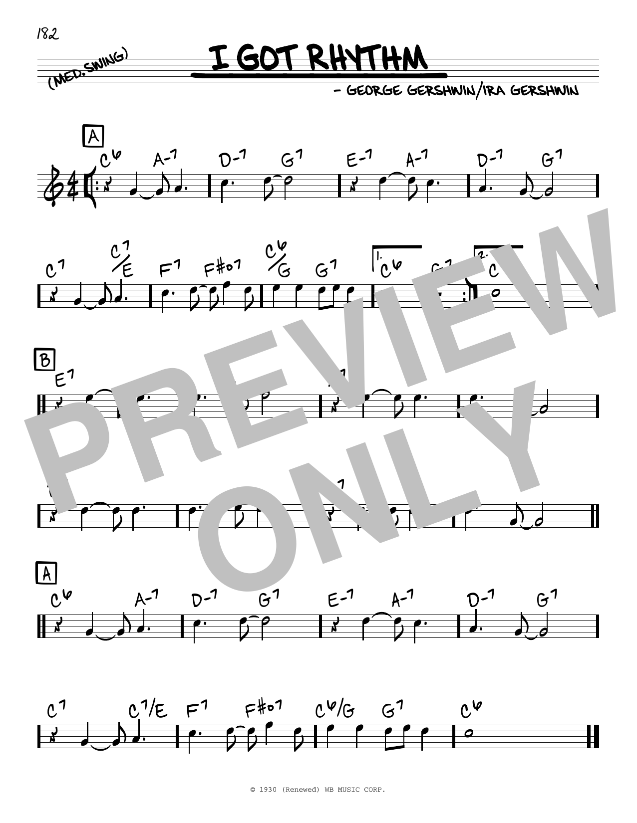 George Gershwin & Ira Gershwin I Got Rhythm sheet music notes and chords arranged for Real Book – Melody & Chords