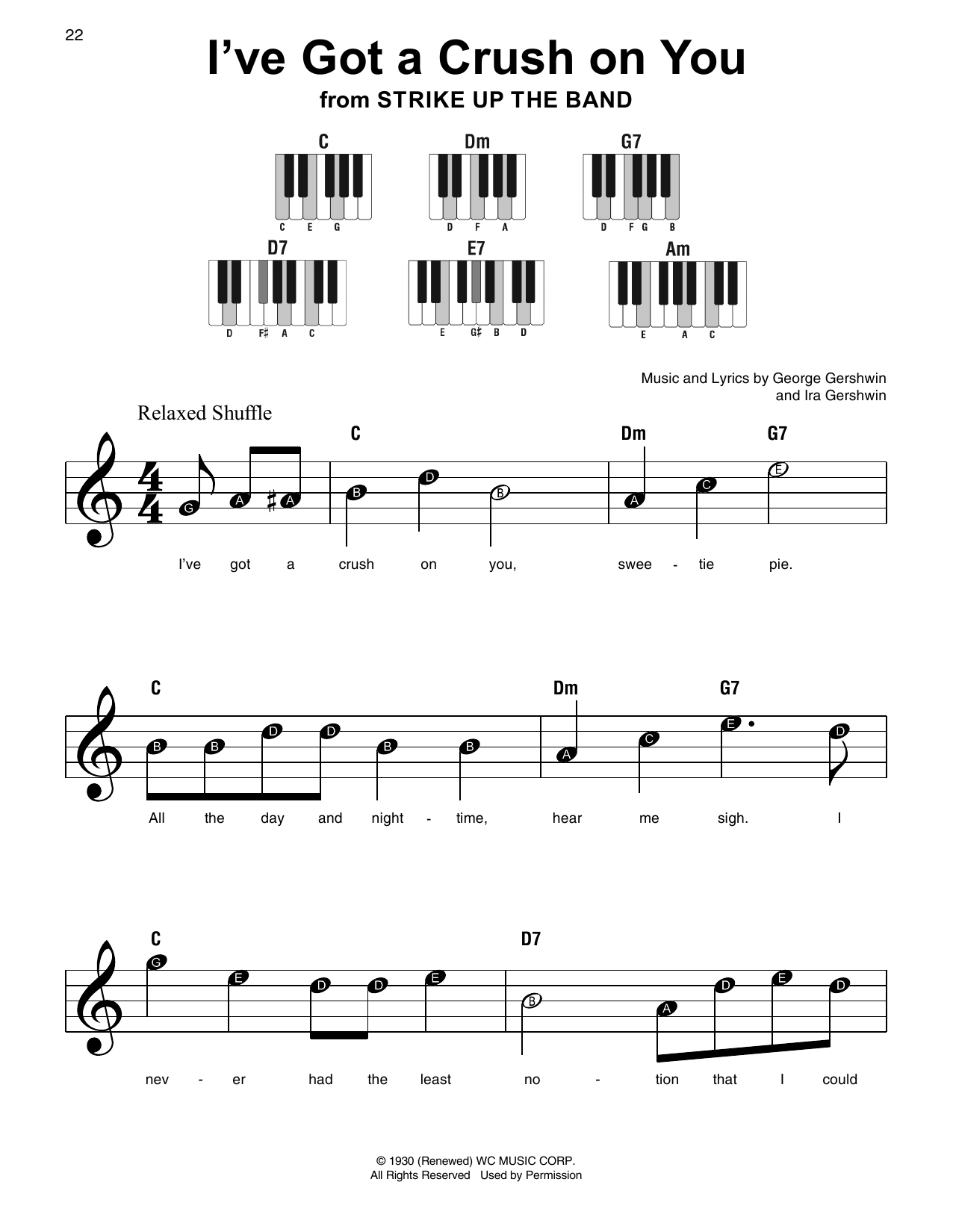 George Gershwin & Ira Gershwin I've Got A Crush On You (from Strike Up The Band) sheet music notes and chords arranged for Super Easy Piano