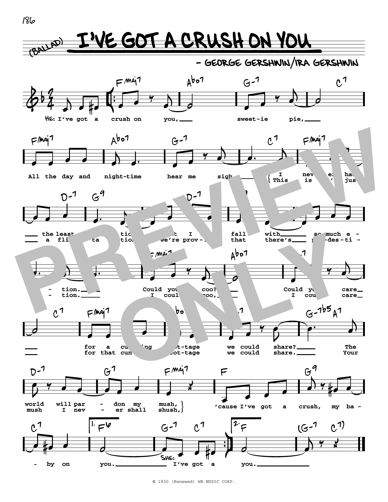 George Gershwin & Ira Gershwin I've Got A Crush On You (Low Voice) sheet music notes and chords arranged for Real Book – Melody, Lyrics & Chords