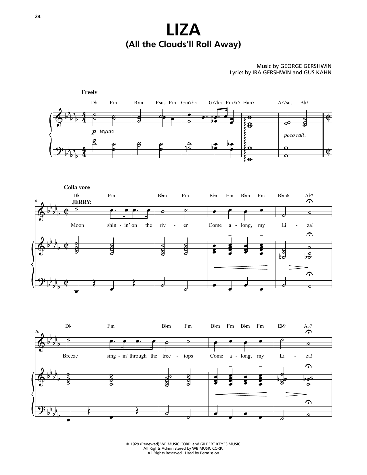 George Gershwin & Ira Gershwin Liza (All The Clouds'll Roll Away) (from An American In Paris) sheet music notes and chords arranged for Piano & Vocal