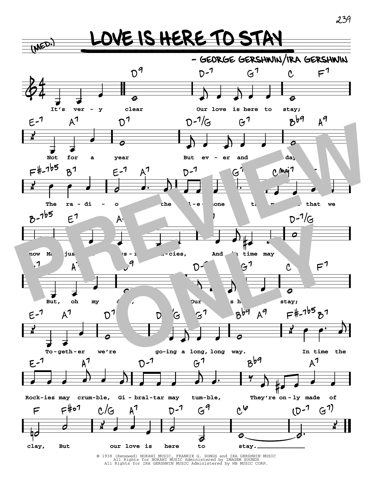 George Gershwin & Ira Gershwin Love Is Here To Stay (Low Voice) sheet music notes and chords arranged for Real Book – Melody, Lyrics & Chords