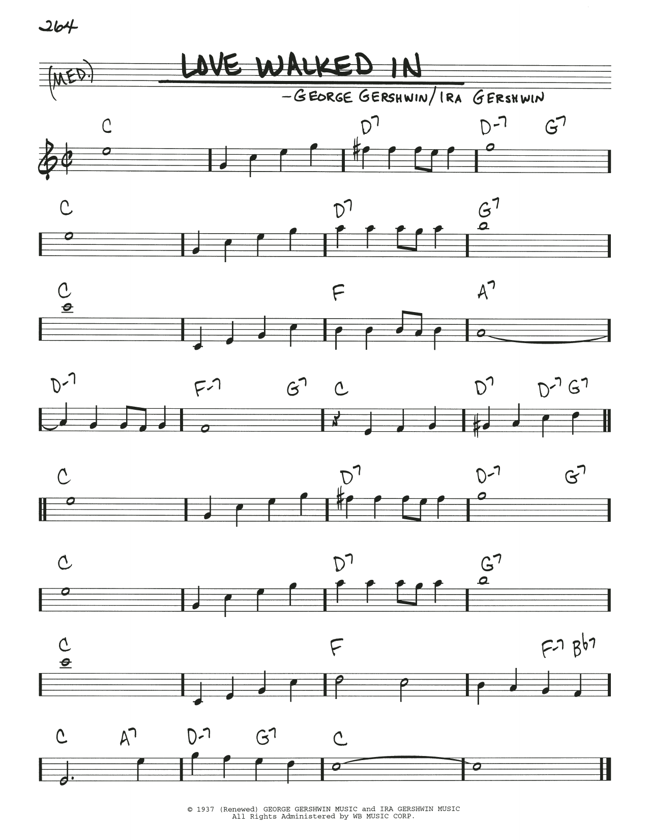 George Gershwin & Ira Gershwin Love Walked In sheet music notes and chords arranged for Real Book – Melody & Chords