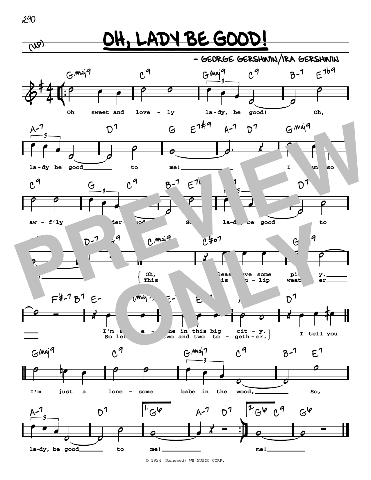 George Gershwin & Ira Gershwin Oh, Lady Be Good! (High Voice) (from Lady, Be Good!) sheet music notes and chords arranged for Real Book – Melody, Lyrics & Chords