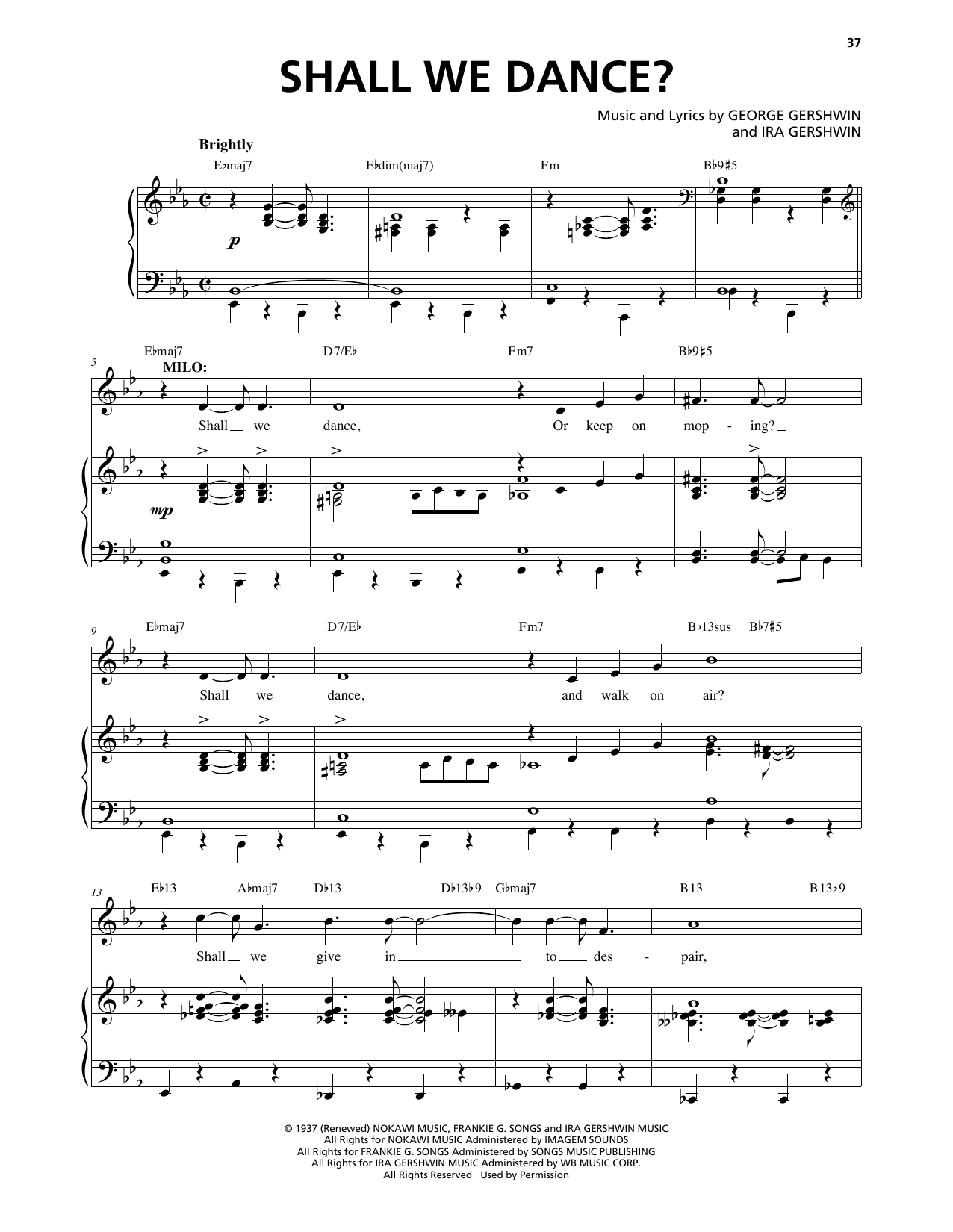 George Gershwin & Ira Gershwin Shall We Dance? (from An American In Paris) sheet music notes and chords arranged for Piano & Vocal