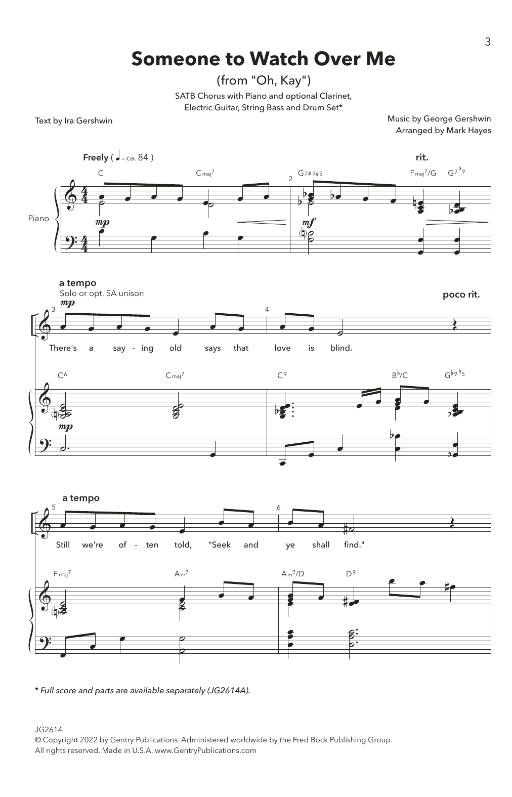 George Gershwin & Ira Gershwin Someone to Watch Over Me (arr. Mark Hayes) sheet music notes and chords arranged for SATB Choir