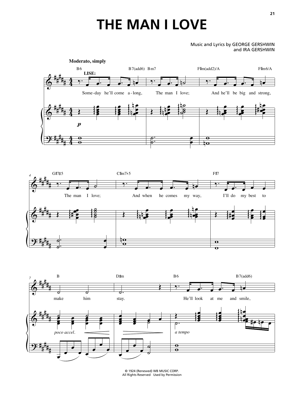 George Gershwin & Ira Gershwin The Man I Love (from An American In Paris) sheet music notes and chords arranged for Piano & Vocal