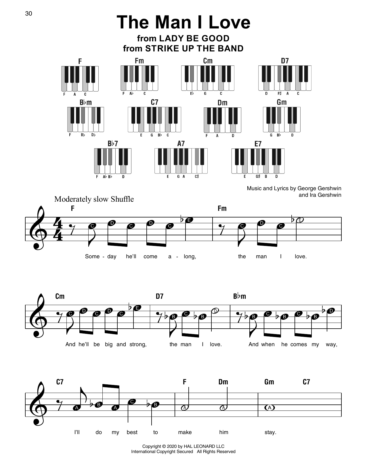 George Gershwin & Ira Gershwin The Man I Love (from Strike Up The Band) sheet music notes and chords arranged for Super Easy Piano