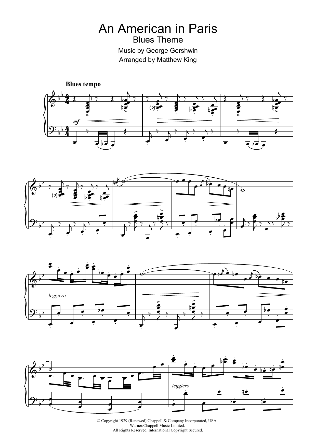 George Gershwin An American In Paris sheet music notes and chords arranged for Piano Solo