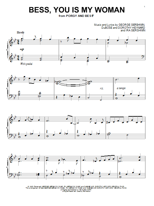 George Gershwin Bess, You Is My Woman sheet music notes and chords arranged for Piano & Vocal