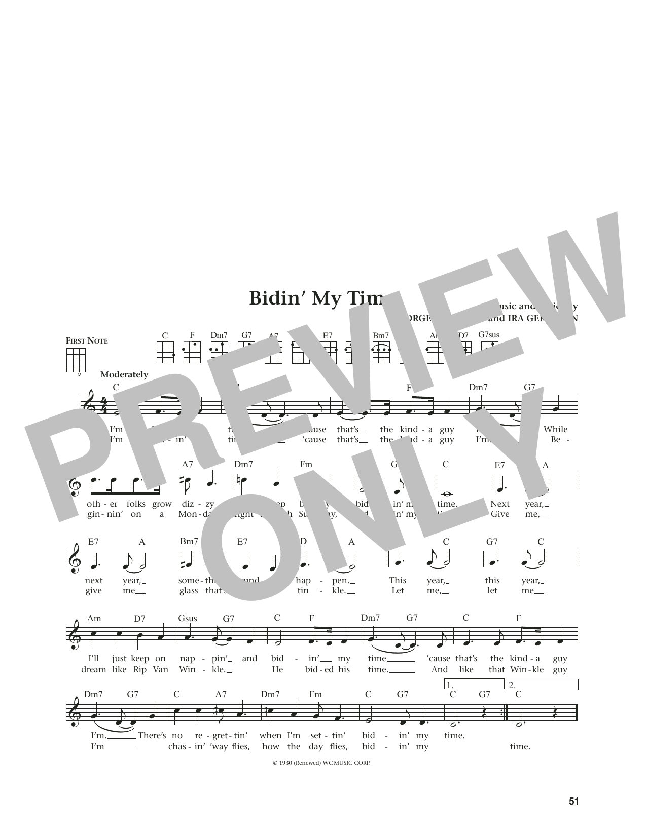 George Gershwin Bidin' My Time (from The Daily Ukulele) (arr. Jim Beloff) sheet music notes and chords arranged for Ukulele