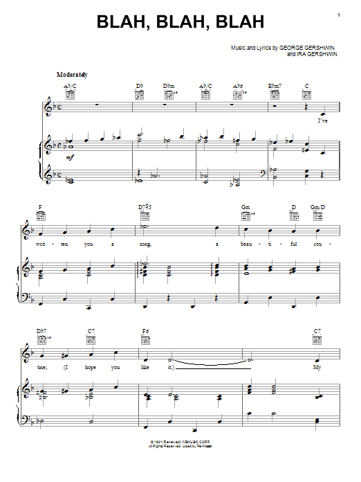 George Gershwin Blah, Blah, Blah sheet music notes and chords arranged for Piano & Vocal