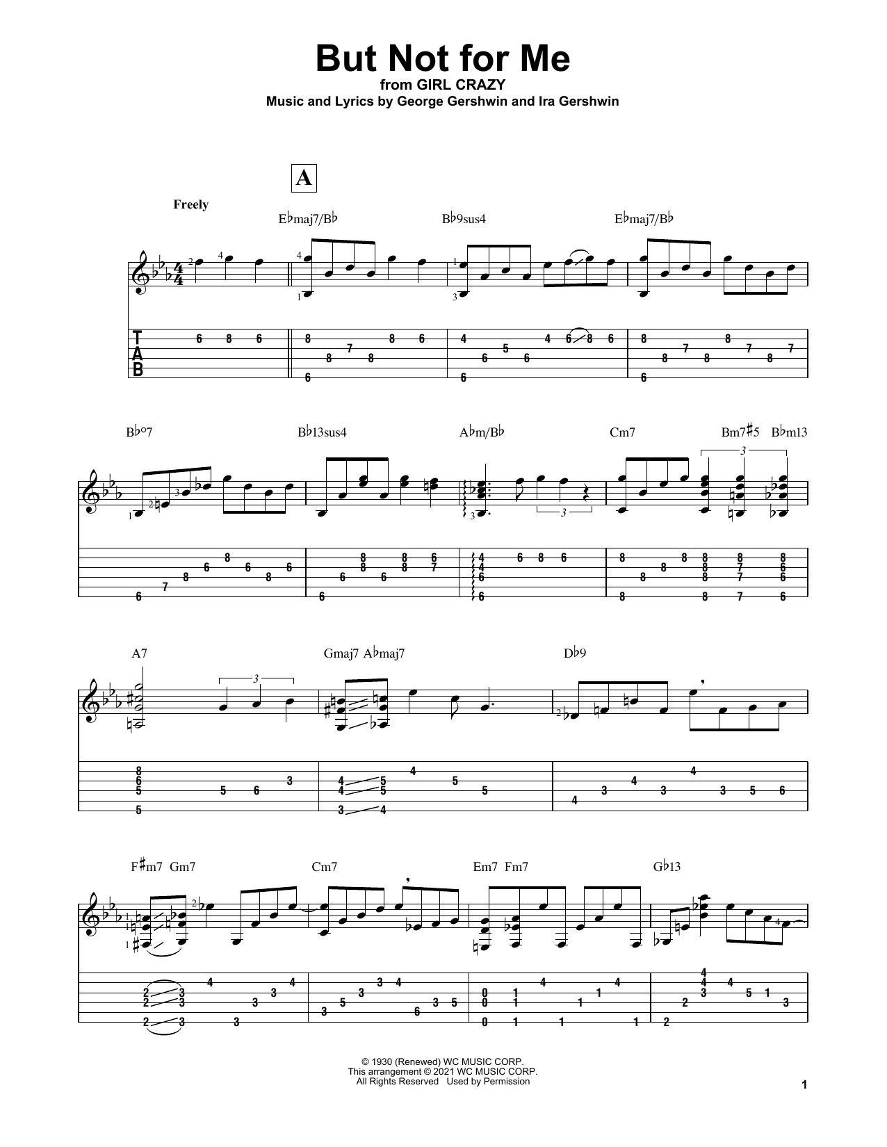George Gershwin But Not For Me (arr. Matt Otten) sheet music notes and chords arranged for Solo Guitar