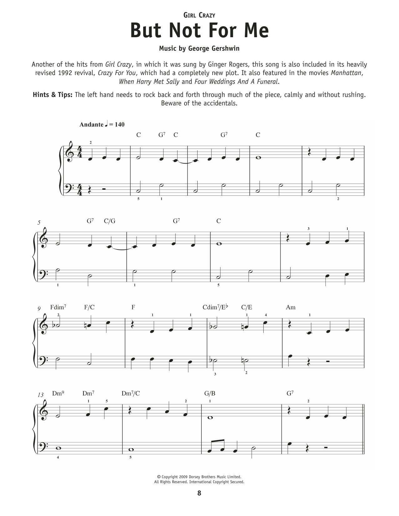 George Gershwin But Not For Me (from Girl Crazy) sheet music notes and chords arranged for Really Easy Piano
