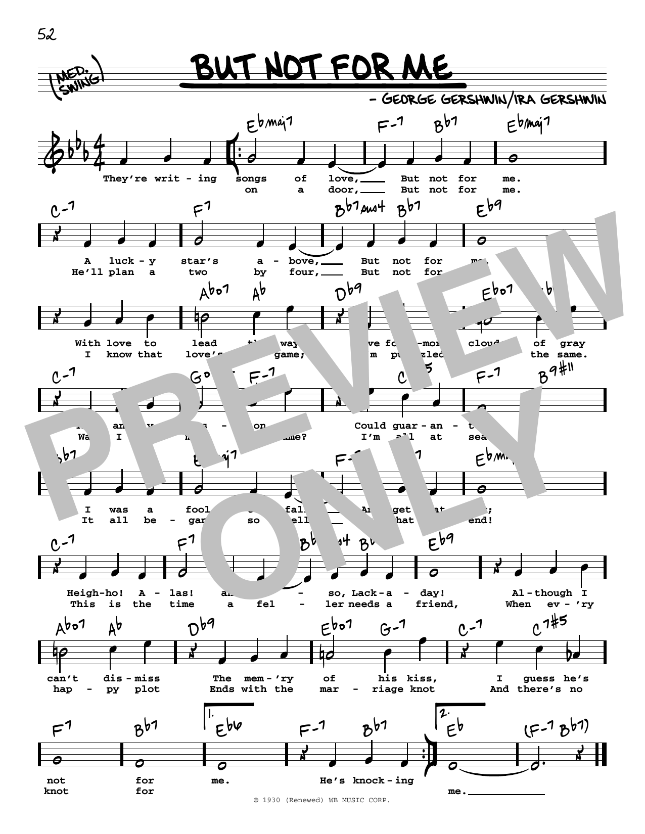 George Gershwin But Not For Me (High Voice) sheet music notes and chords arranged for Real Book – Melody, Lyrics & Chords