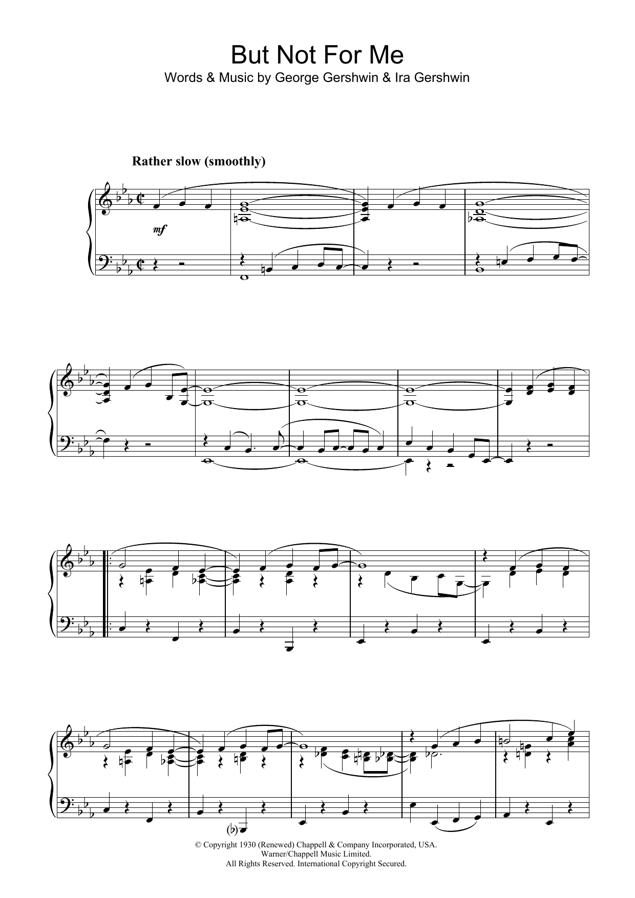 George Gershwin But Not For Me sheet music notes and chords arranged for Vocal Pro + Piano/Guitar