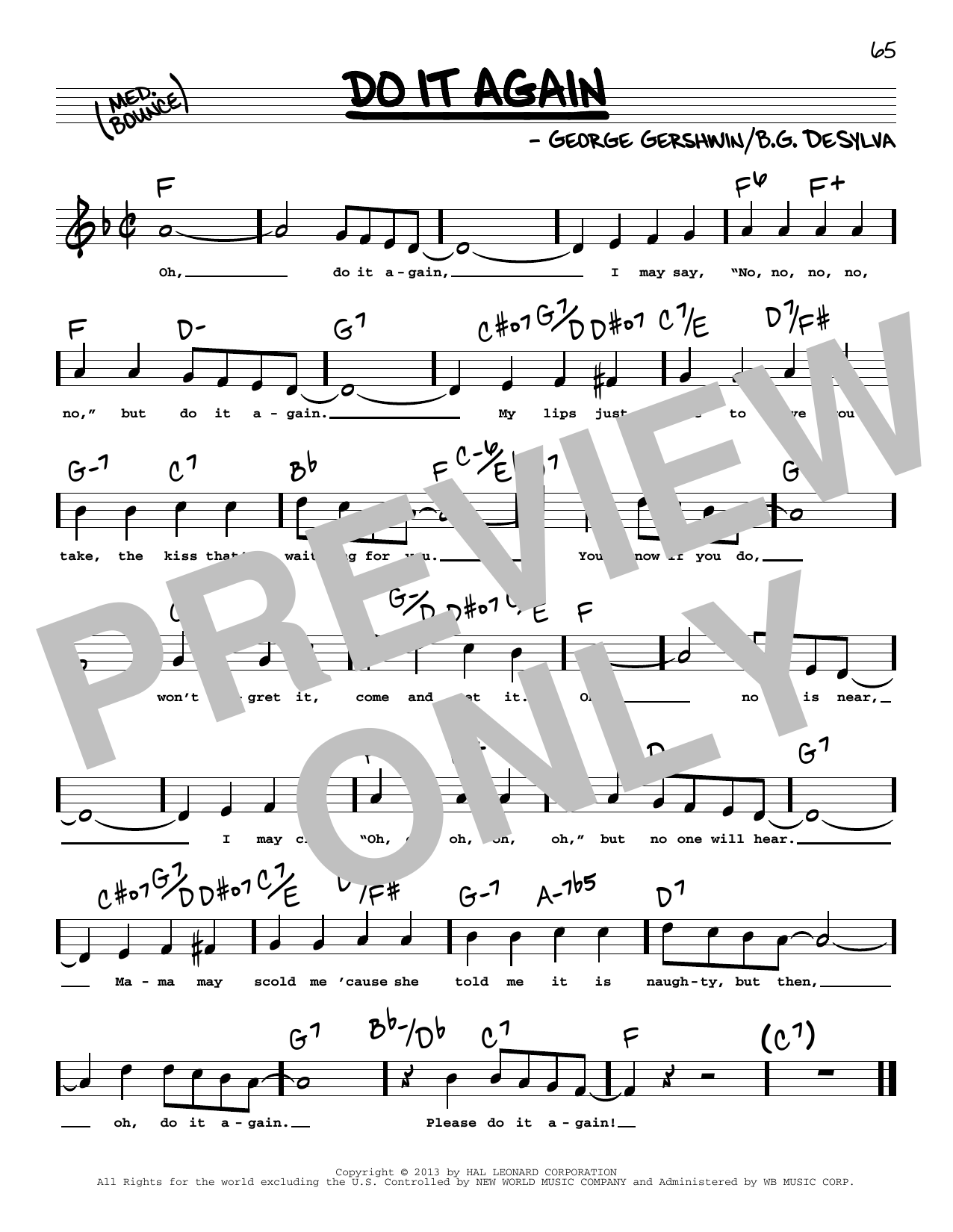 George Gershwin Do It Again (High Voice) sheet music notes and chords arranged for Real Book – Melody, Lyrics & Chords