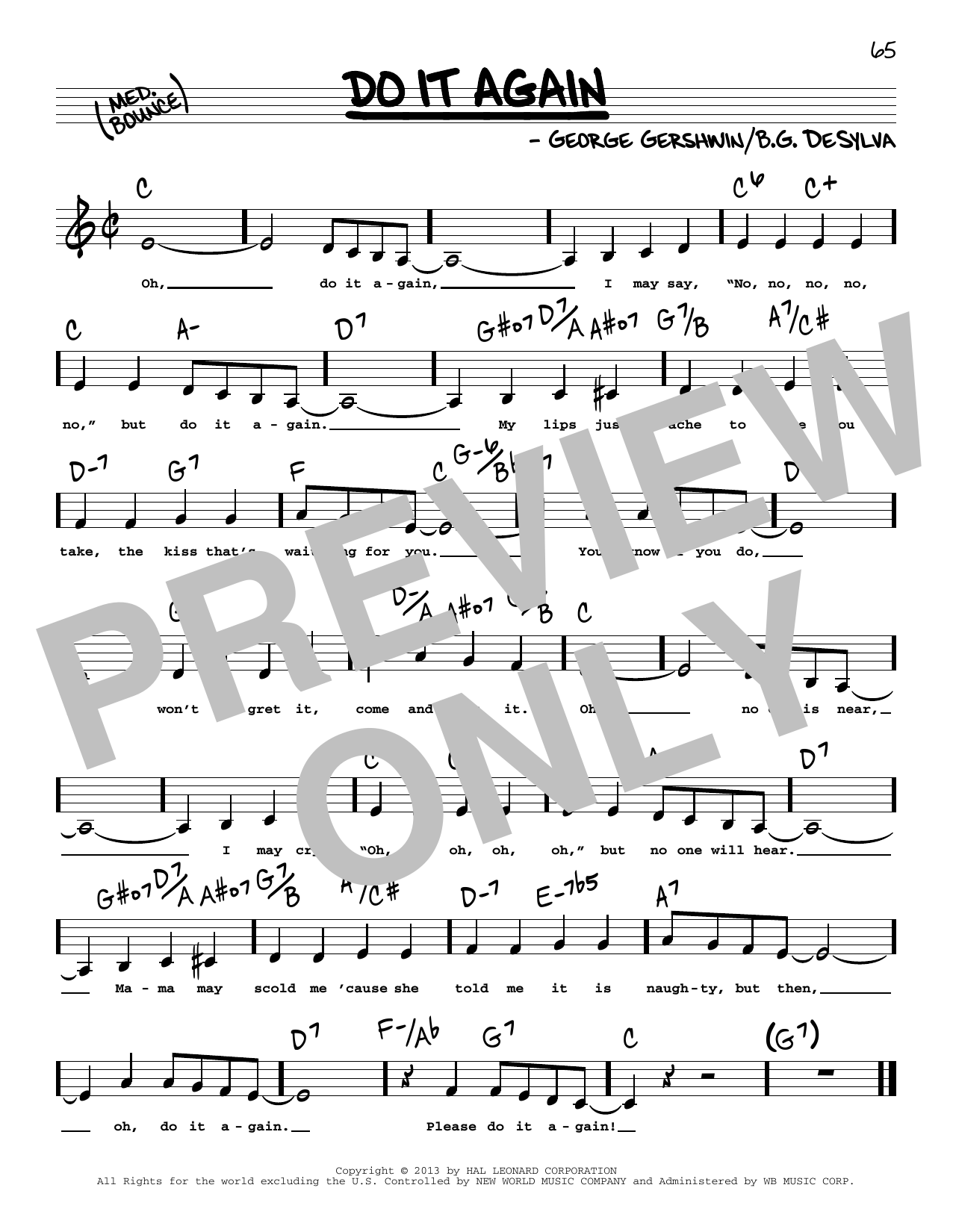 George Gershwin Do It Again (Low Voice) sheet music notes and chords arranged for Real Book – Melody, Lyrics & Chords