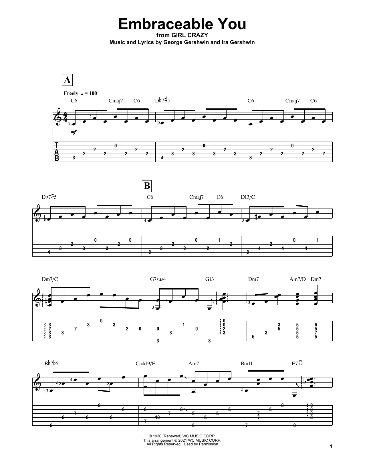 George Gershwin Embraceable You (arr. Matt Otten) sheet music notes and chords arranged for Solo Guitar
