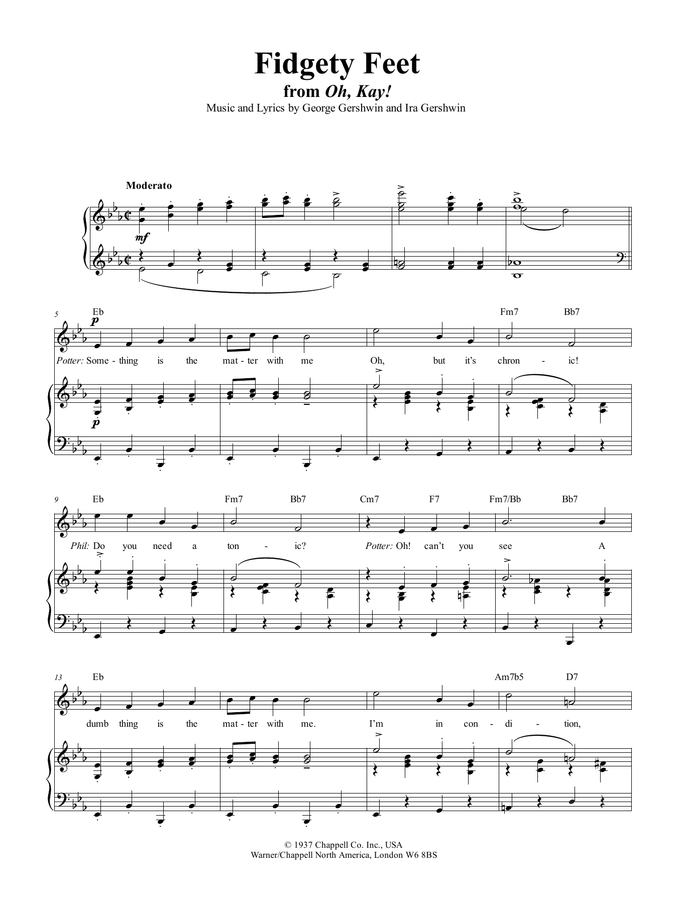 George Gershwin Fidgety Feet sheet music notes and chords arranged for Piano, Vocal & Guitar Chords (Right-Hand Melody)