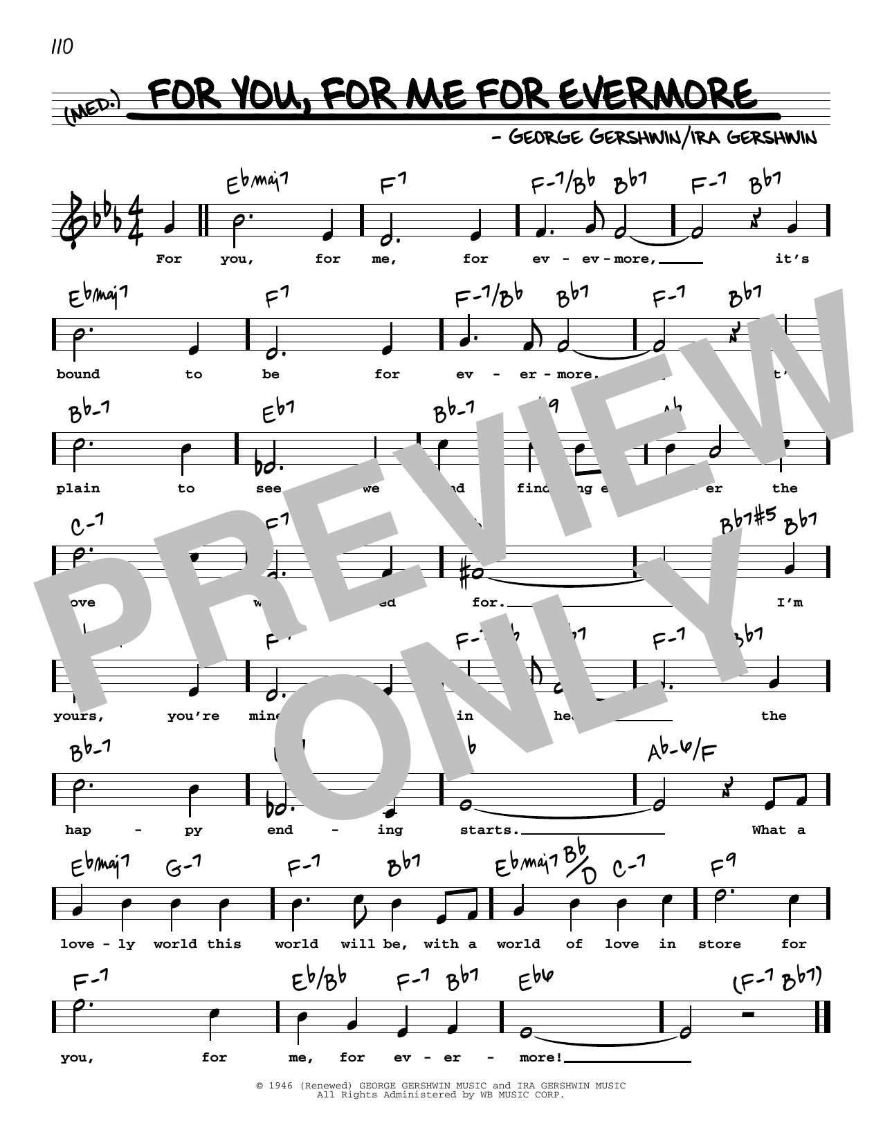 George Gershwin For You, For Me For Evermore (High Voice) sheet music notes and chords arranged for Real Book – Melody, Lyrics & Chords
